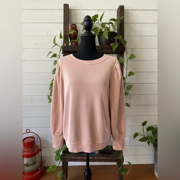 Nine West: Chic Blush Crewneck Sweater with Puff Shoulders - Picture 14 of 16
